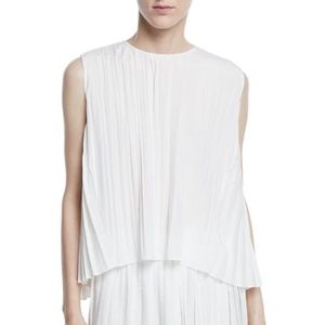 Vince Sz M Pleated Sleeveless Asymmetric Shell